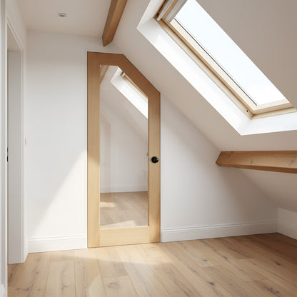 Oak Internal Unfinished Pattern 10 Clear Glass Angled Under-Stair Made-to-Measure Cupboard Door