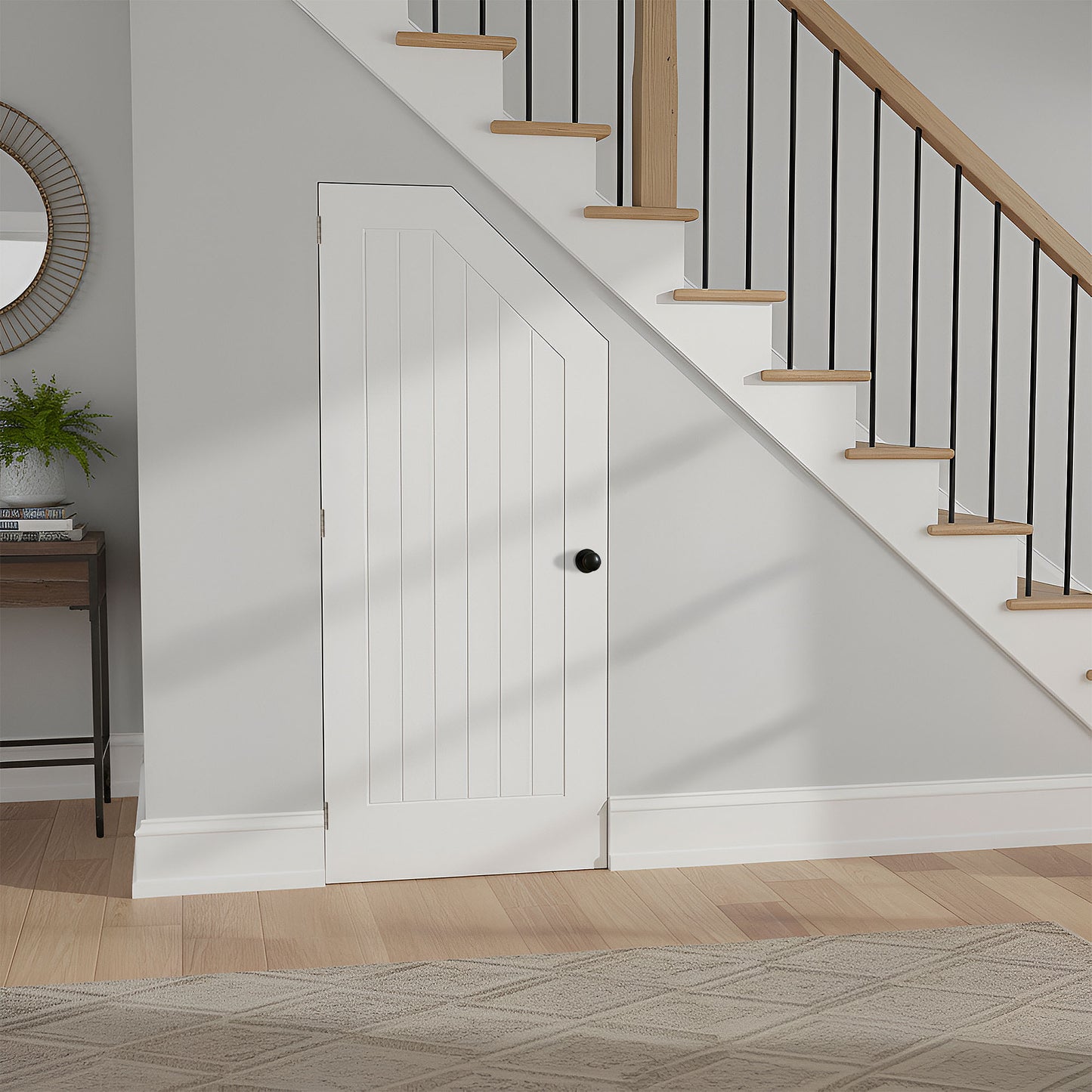 White Internal Primed Cottage Angled Under-Stair Made-to-Measure Cupboard FD30 Fire Door
