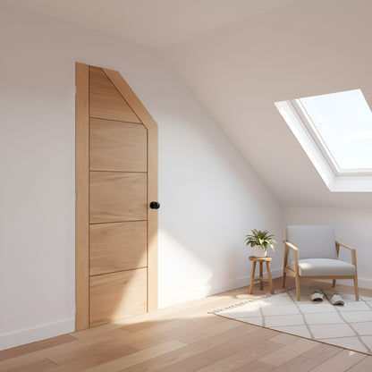 Oak Internal Unfinished Parma Angled Under-Stair Made-to-Measure Cupboard FD30 Fire Door