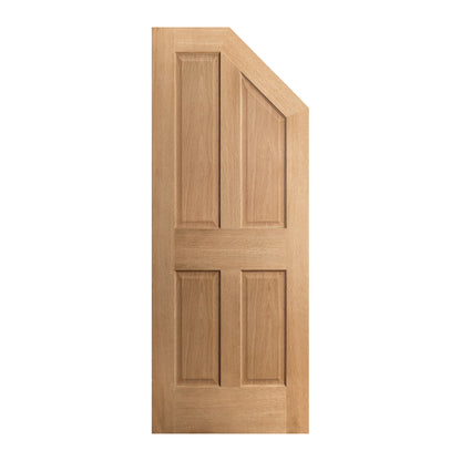 Oak Internal Unfinished Traditional Victorian 4 Panel Angled Under-Stair Made-to-Measure Cupboard FD30 Fire Door