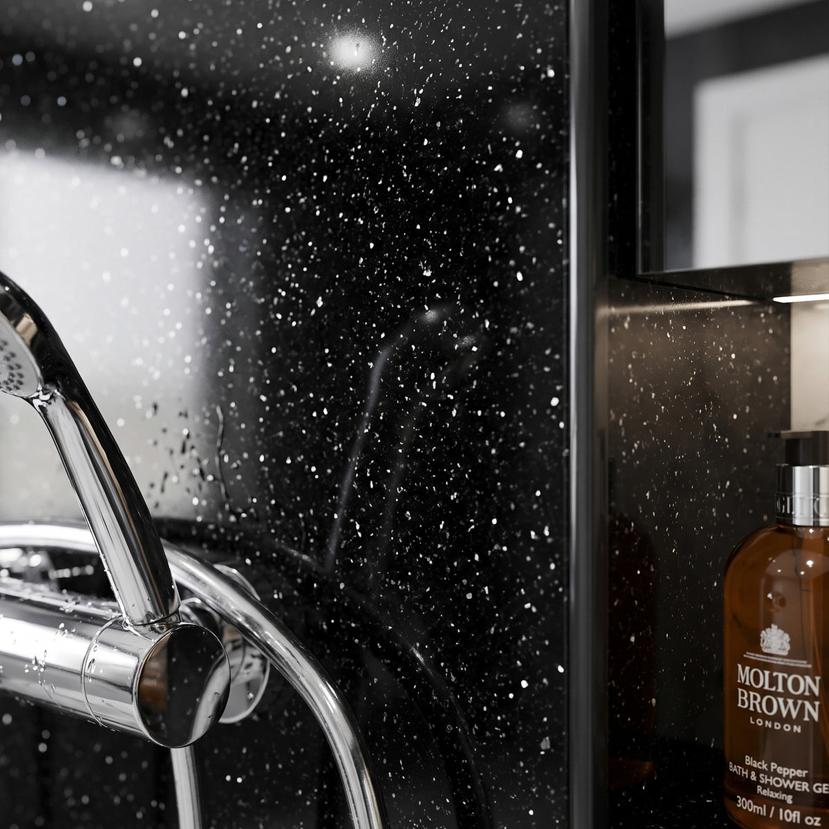 Black Sparkle - PVC Gloss Shower Wall Panel