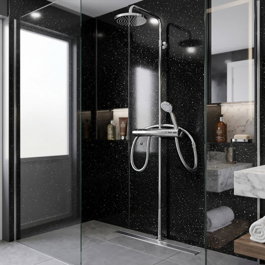 Black Sparkle - PVC Gloss Shower Wall Panel