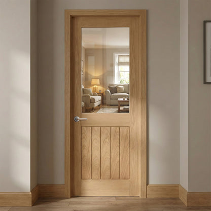 Internal Oak Unfinished Farley 1/2L Clear Glass Door (IOFARG1/2L) (FSC Mixed)