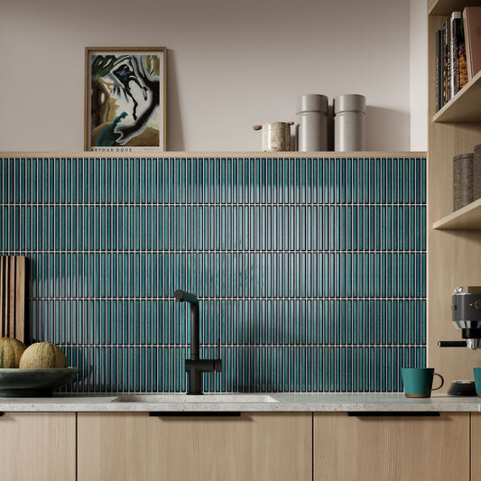 Green Gloss - Linear 8mm Smooth Mosaic Waterproof Porcelain Wall Tile