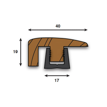Toffee Oak - End Profile Door Bar 990mm