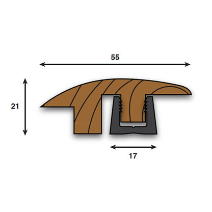 Natural Oiled Semi-Ramp Adapting Profile Door Bar 990mm (WRS18SEMI-MatL)
