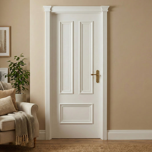 White Internal Fully Finished Belgravia 3 Panel Fire Door (WFBELFD)