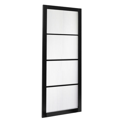 Jet Black Internal Fully Finished 4 Light Reeded Glass Industrial Studio Door (STUBL4LREED)