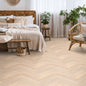 Brushed White Oak - Herringbone 14mm UV Oiled Engineered Real Wood Flooring (124564)