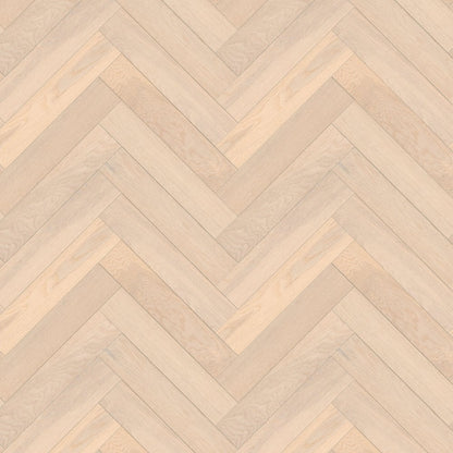 Brushed White Oak - Herringbone 14mm UV Oiled Engineered Real Wood Flooring (124564)