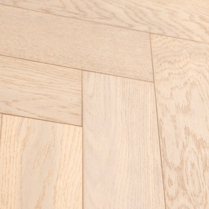 Brushed White Oak - Herringbone 14mm UV Oiled Engineered Real Wood Flooring (124564)
