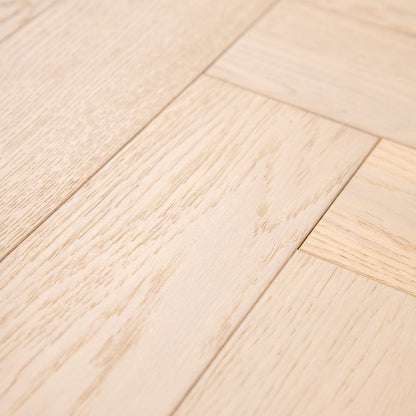 Brushed White Oak - Herringbone 14mm UV Oiled Engineered Real Wood Flooring (124564)