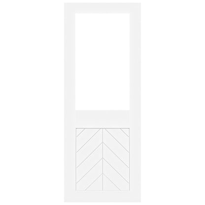 White Internal Primed Chevron Clear Glass Door