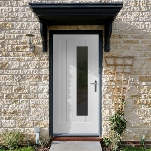 External White Painted Composite 1 Light Obscure Glass Farley Door (121035)