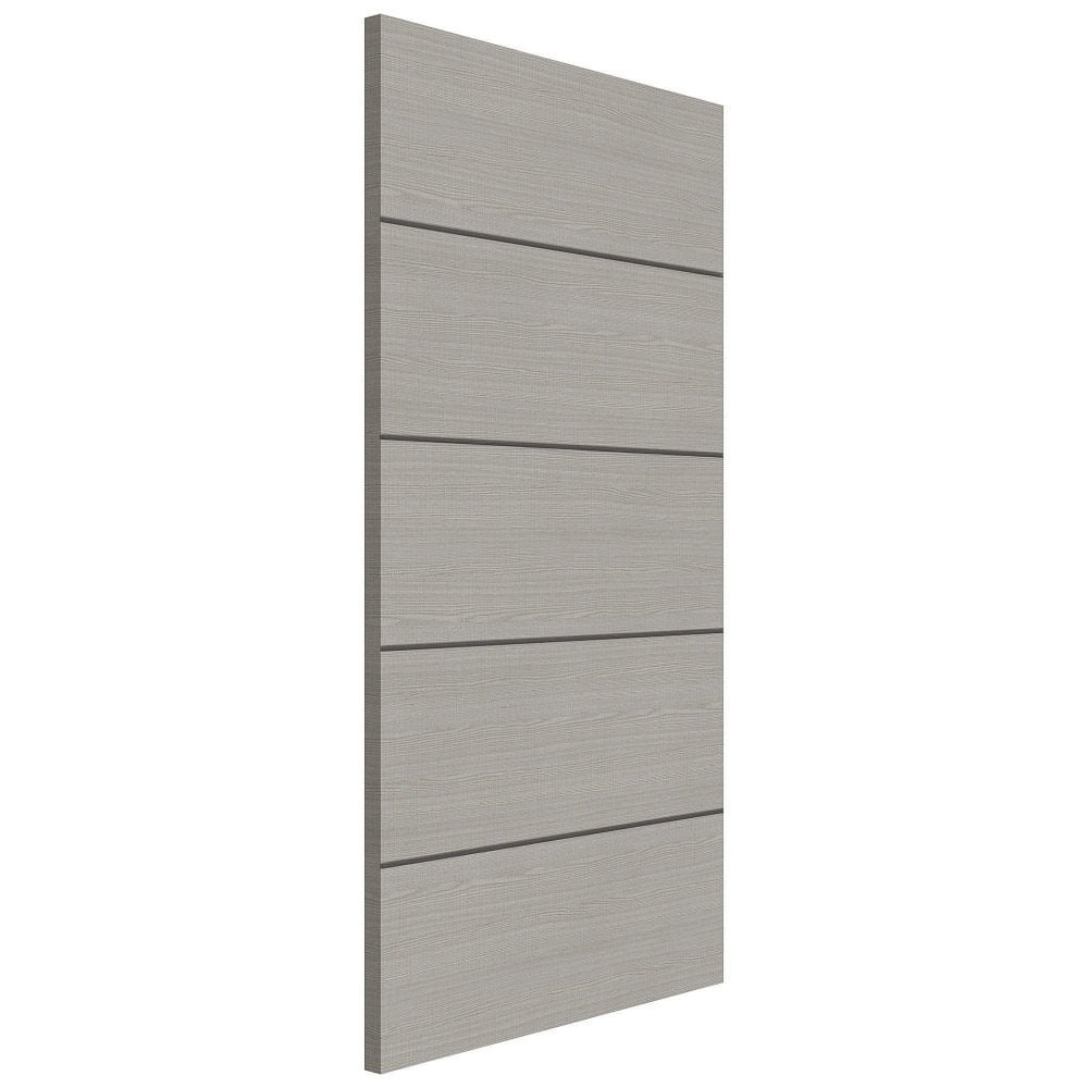 B-Grade Light Grey Ash Internal Fully Finished Flush Door with Dark Grey Ash Horizontal Inlays (FLUSHLGHXFSC)