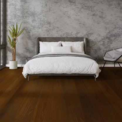 Light Brown Smoked Oak - 14mm Wax Oiled Engineered Real Wood Flooring (124568)