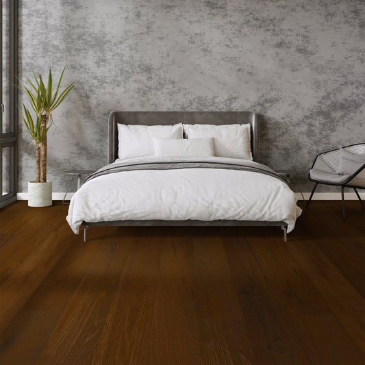 Light Brown Smoked Oak - 14mm Wax Oiled Engineered Real Wood Flooring (124568)