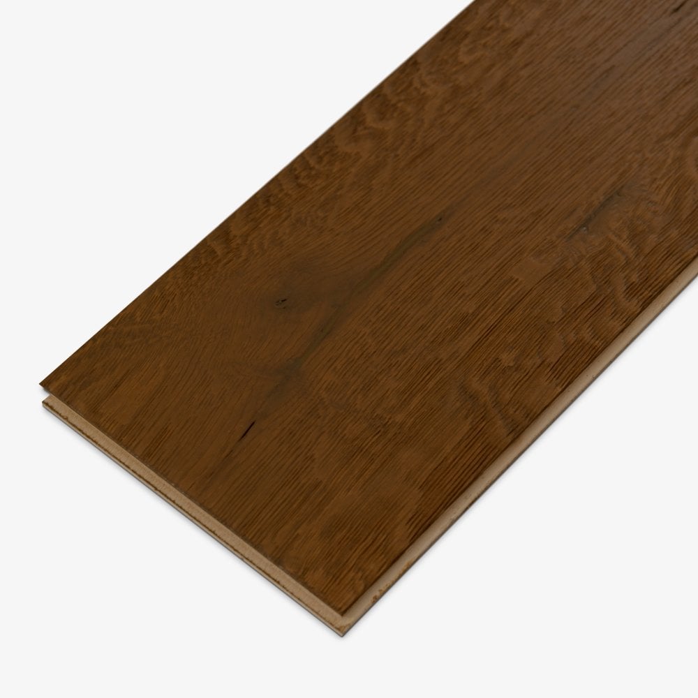 Light Brown Smoked Oak - 14mm Wax Oiled Engineered Real Wood Flooring (124568)