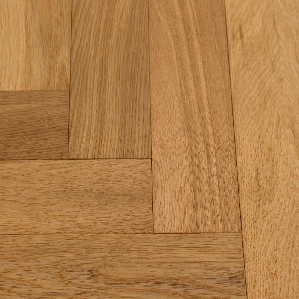 Natural Brushed Oak - Herringbone 14mm UV Oiled Engineered Real Wood Flooring (124563)