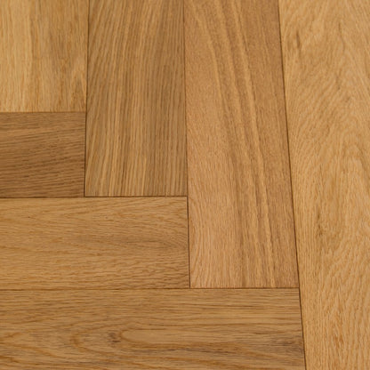 Natural Brushed Oak - Herringbone 14mm UV Oiled Engineered Real Wood Flooring (124563)