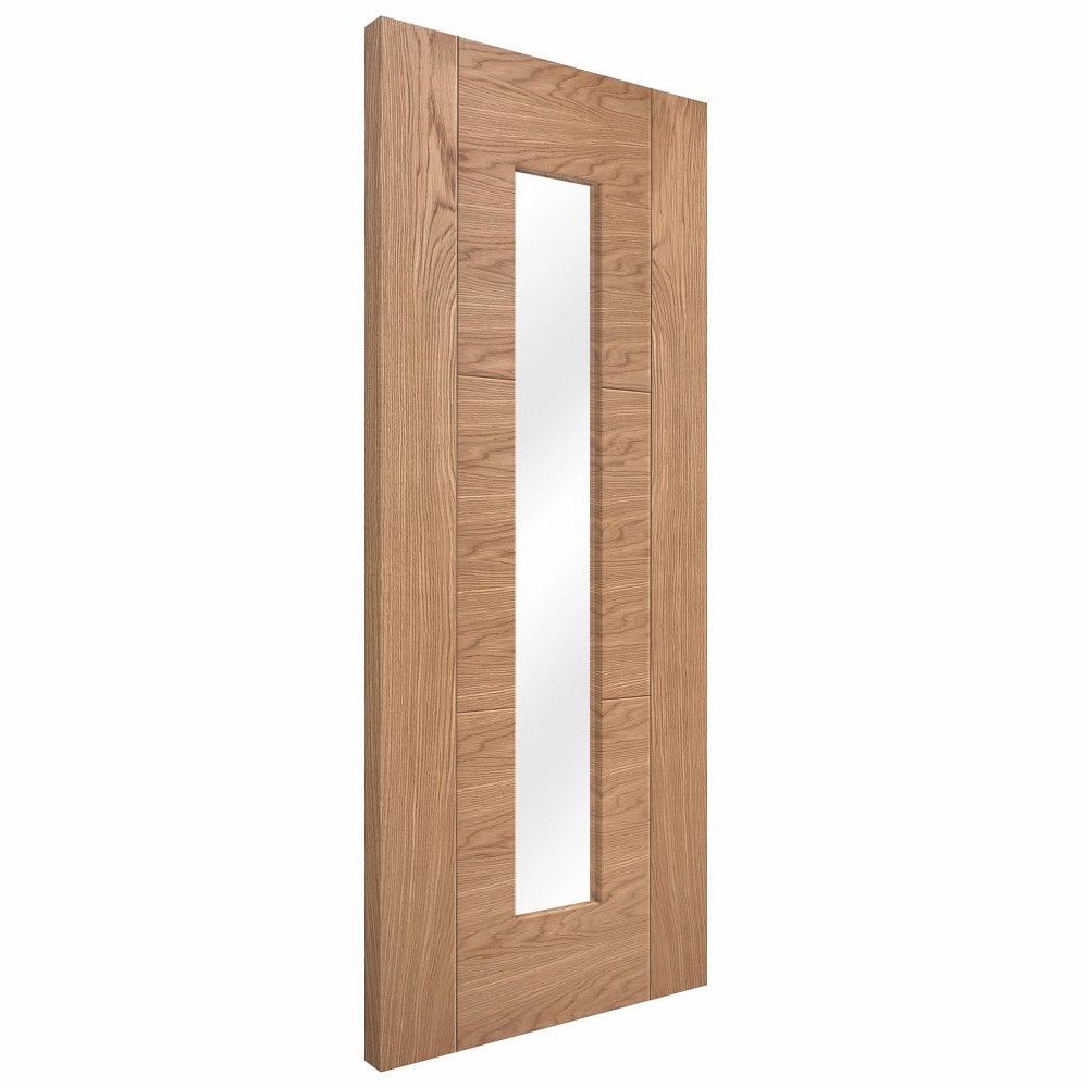 Oak Internal Unfinished Trent 3 Panel 1 Light Clear Glass Door (84454)
