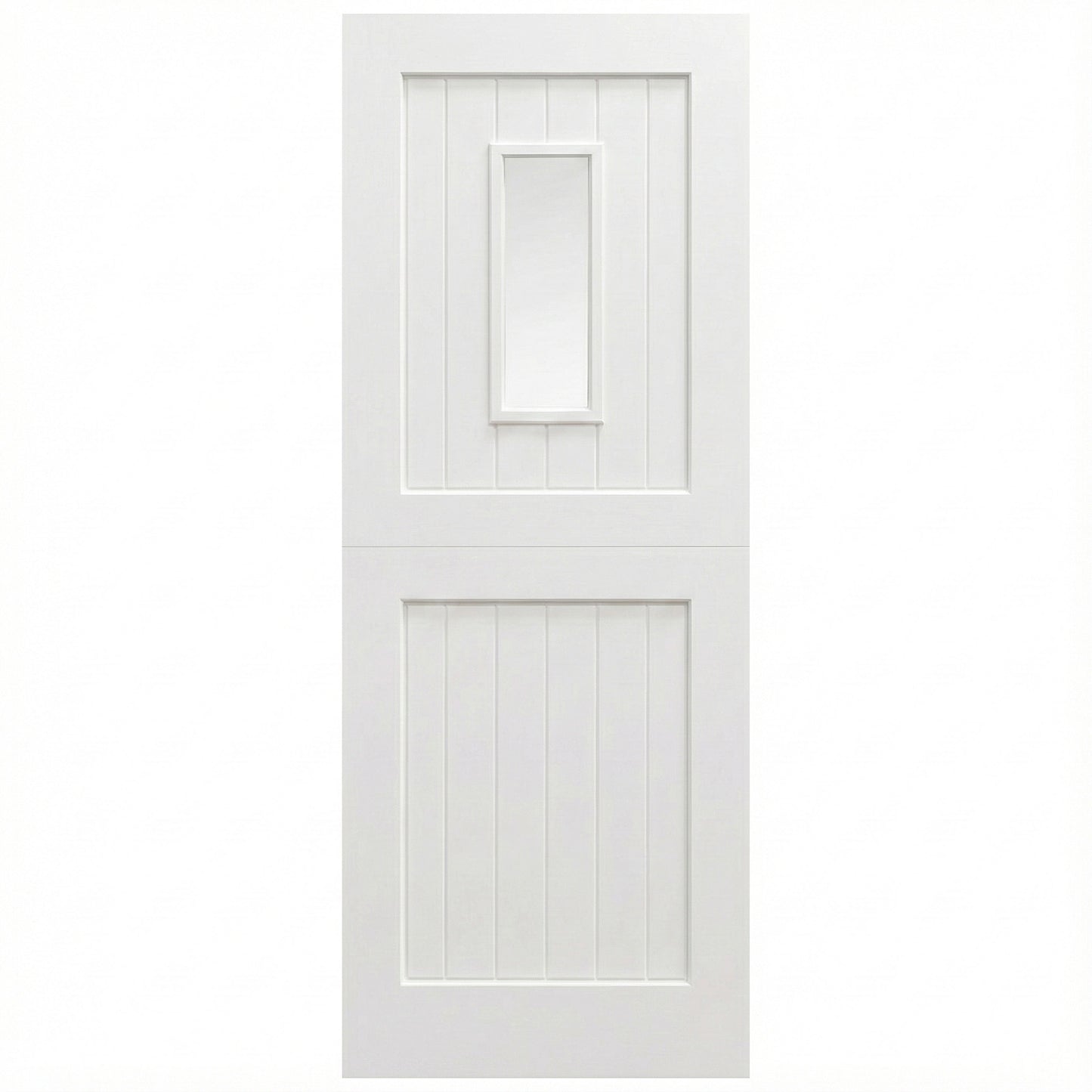 B-Grade External Pine White Painted Stable 2P 1L Clear Glass Door (BGR-LOLSD-WP)