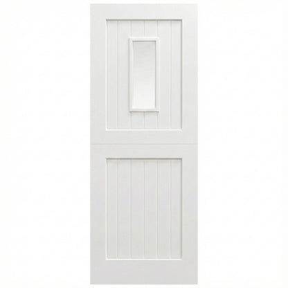 B-Grade External Pine White Painted Stable 2P 1L Clear Glass Door (BGR-LOLSD-WP)