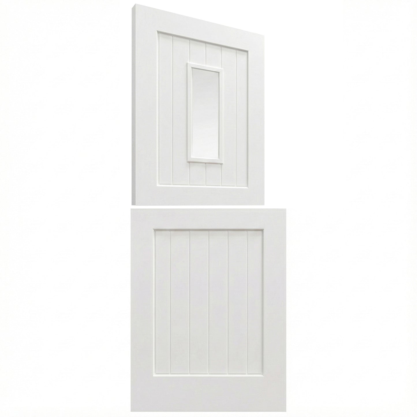 B-Grade External Pine White Painted Stable 2P 1L Clear Glass Door (BGR-LOLSD-WP)