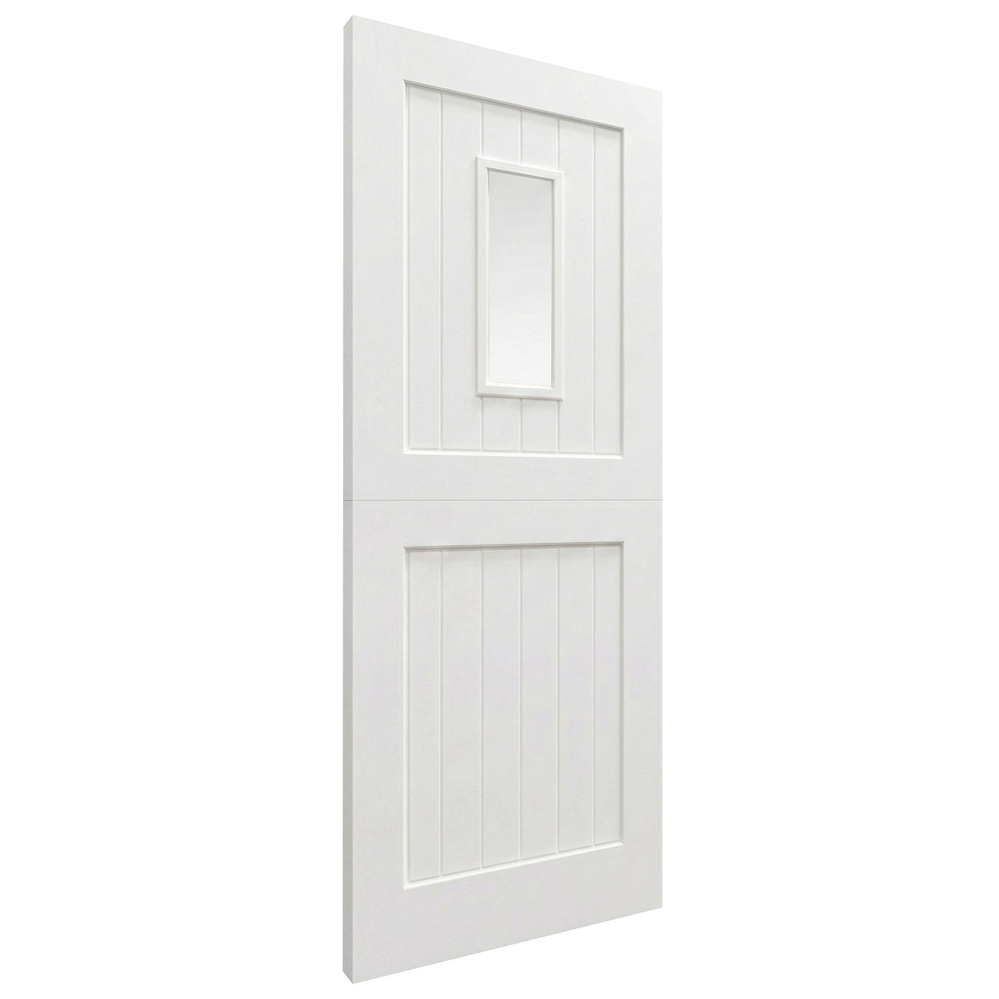B-Grade External Pine White Painted Stable 2P 1L Clear Glass Door (BGR-LOLSD-WP)