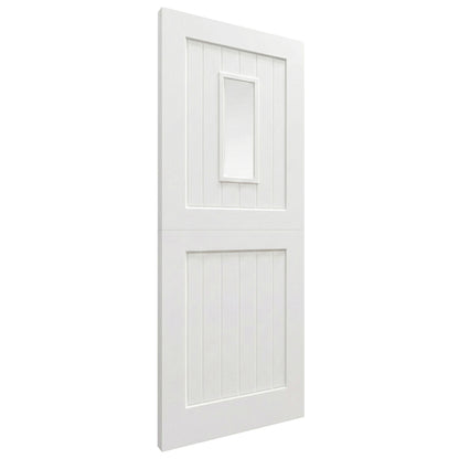 B-Grade External Pine White Painted Stable 2P 1L Clear Glass Door (BGR-LOLSD-WP)