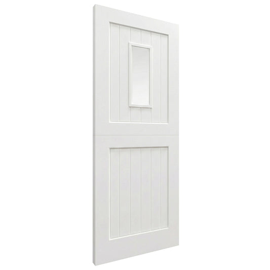 B-Grade External Pine White Painted Stable 2P 1L Clear Glass Door (BGR-LOLSD-WP)