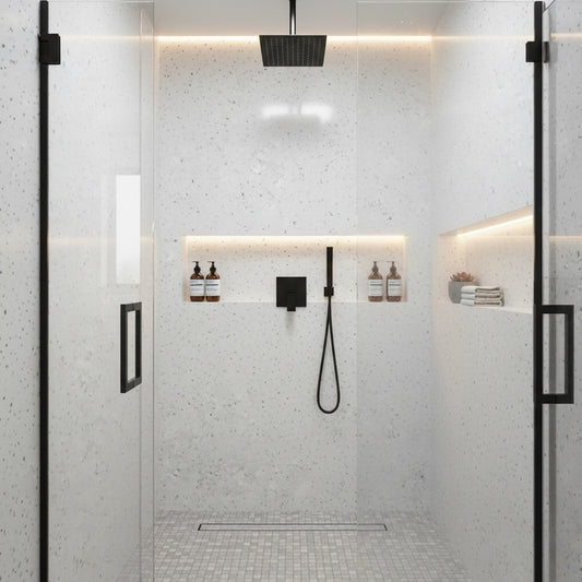 White Sparkling -  2420 x 600mm Waterproof Wall Panelling (EL-QUARB-600-TG)